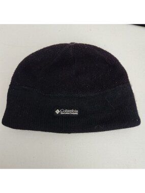 Columbia Black Knit Wool Blend Beanie Hat One Size Fits All Winter Made In Canad